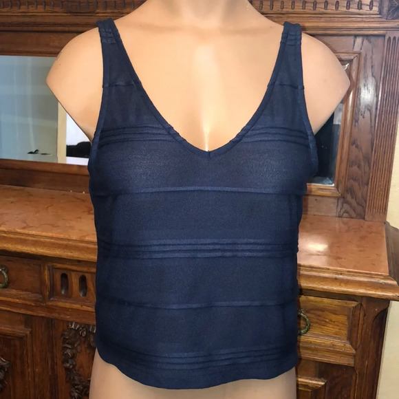 TopShop Navy stripe Crop Tank Top NWT - Picture 1 of 4